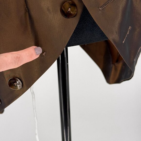 Vtg Earl Rotenberg Asymmetrical Shirt Womens S Silky Metallic‎ Button USA - Picture 4 of 8